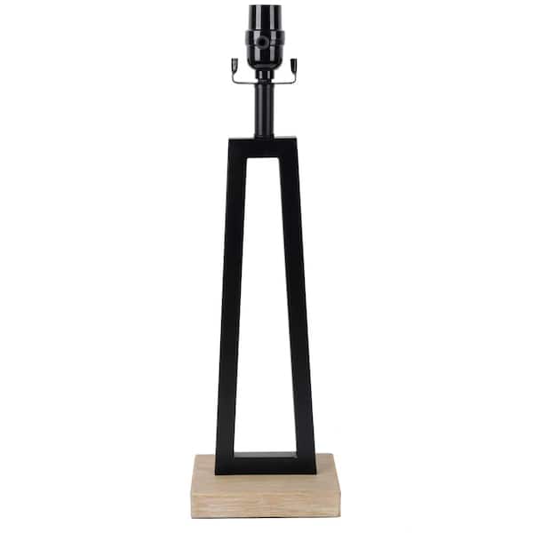 Mix and Match 19 .75 in. Matte Black with Faux Wood Table Lamp Base with USB