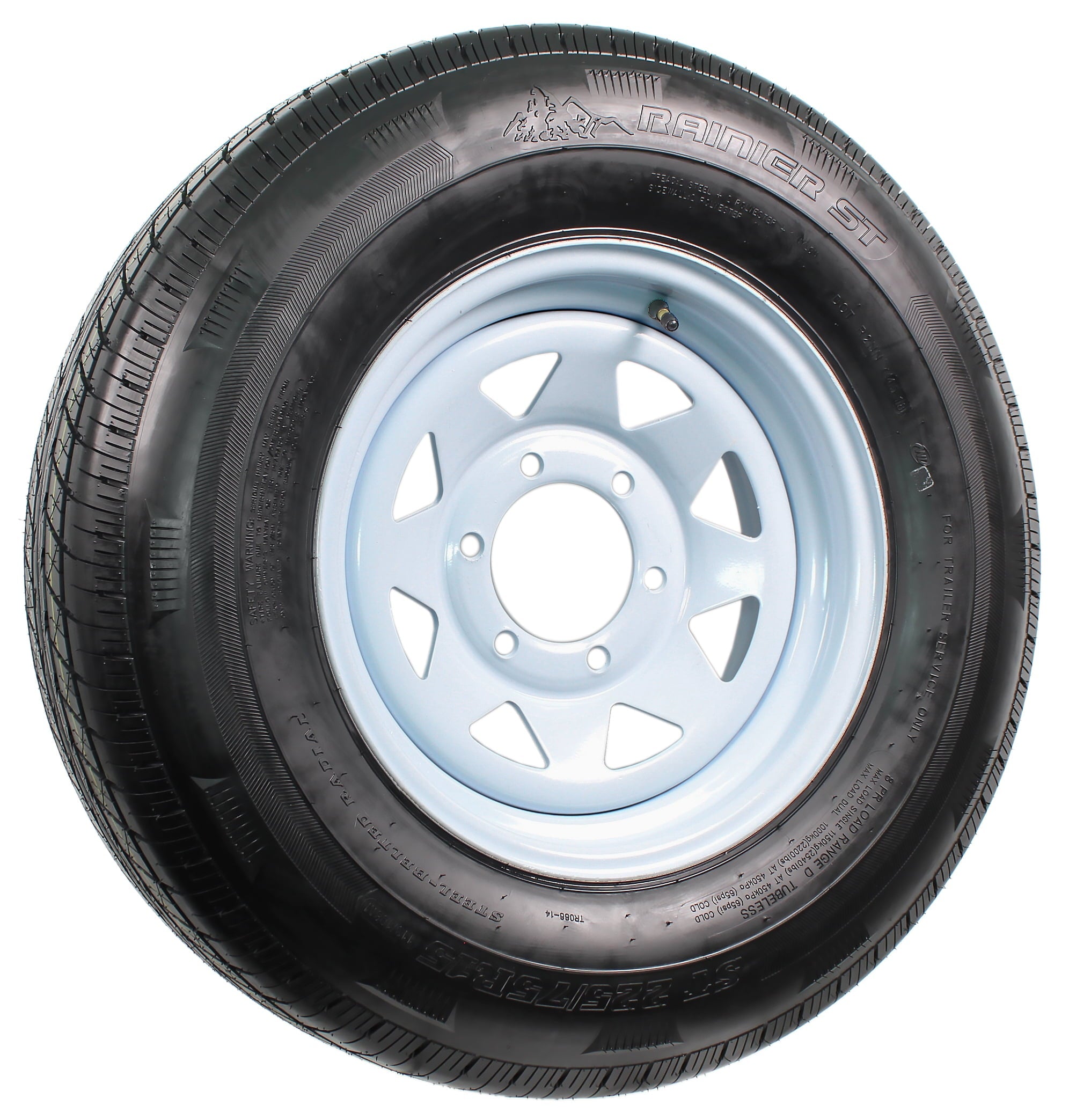 2-Pack Radial Trailer Tire On Rim ST225/75R15 15 in. LRD 6 Lug White Spoke Wheel