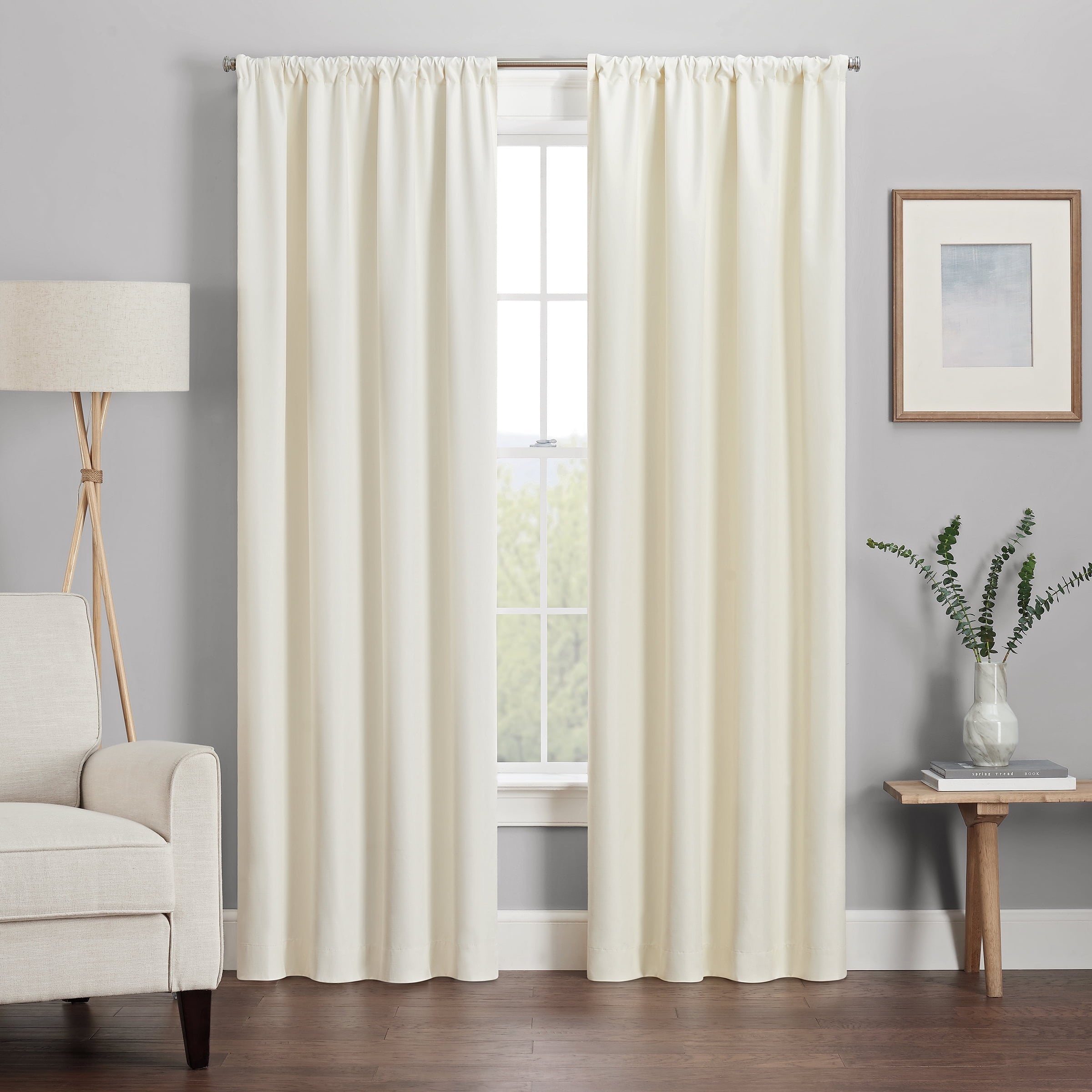 Eclipse Dayton Solid Blackout Rod Pocket Energy-Efficient Curtain Panel, Ivory, 42