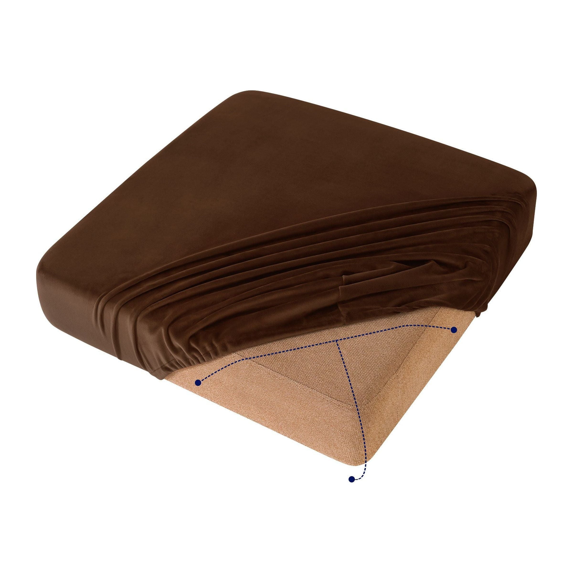 Subrtex 4-Piece Velvet Plush Stretchy Sofa Slipcover with Separate Cushion Covers (Chocolate, Sofa)