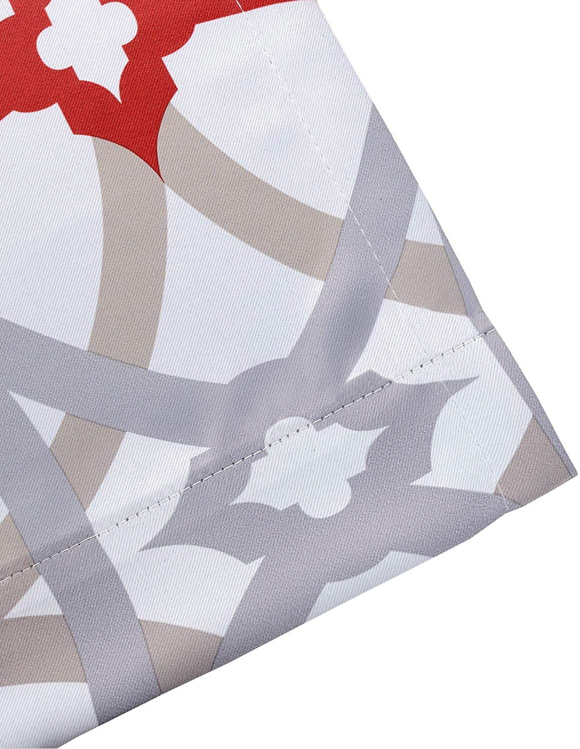 DriftAway Alexander Spiral Geo Trellis Pattern Window Curtain Valance Rod Pocket 52 Inch by 18 Inch Plus 2 Inch Header Red and Gray