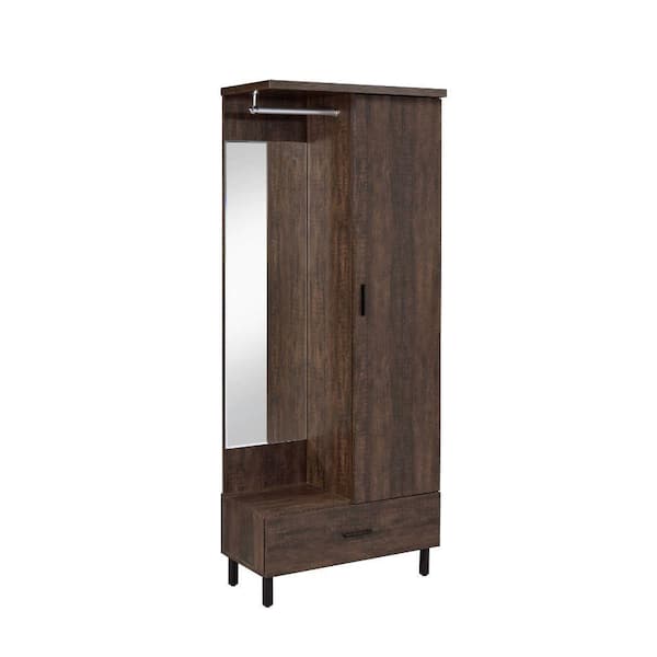 Tsula Rustic Walnut Hall Tree with Door