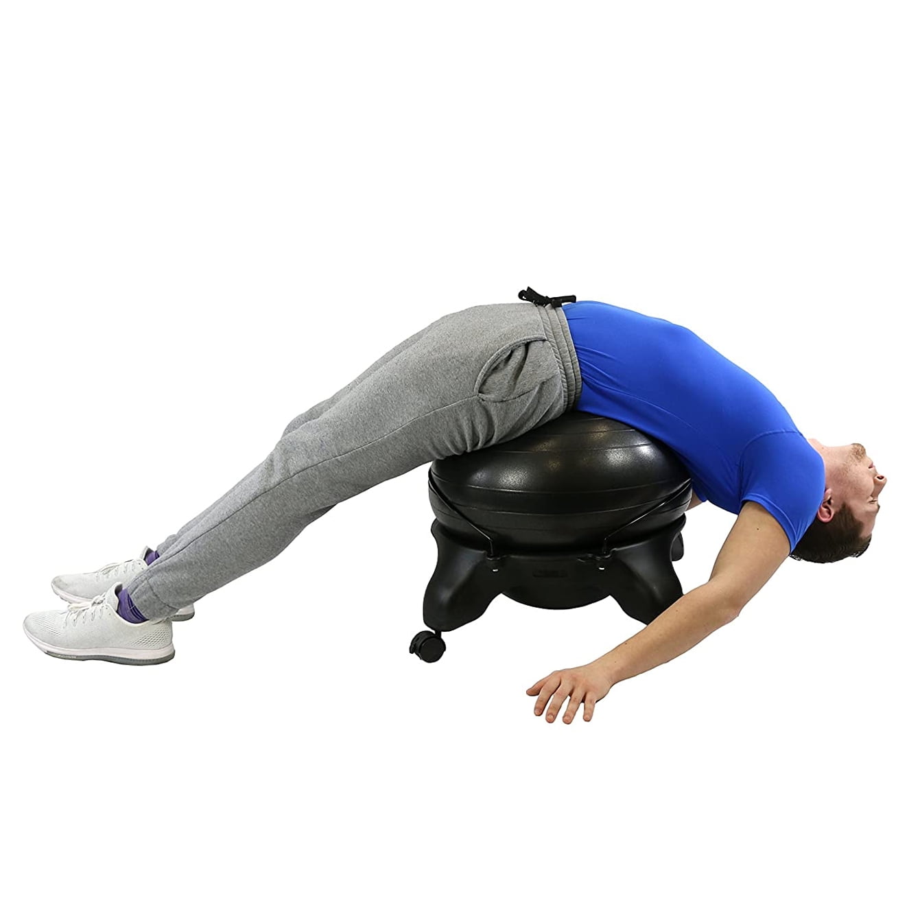 CanDo 30-1796 Backless 22 Inch Plastic Ball Stool with Caster Wheels, Black