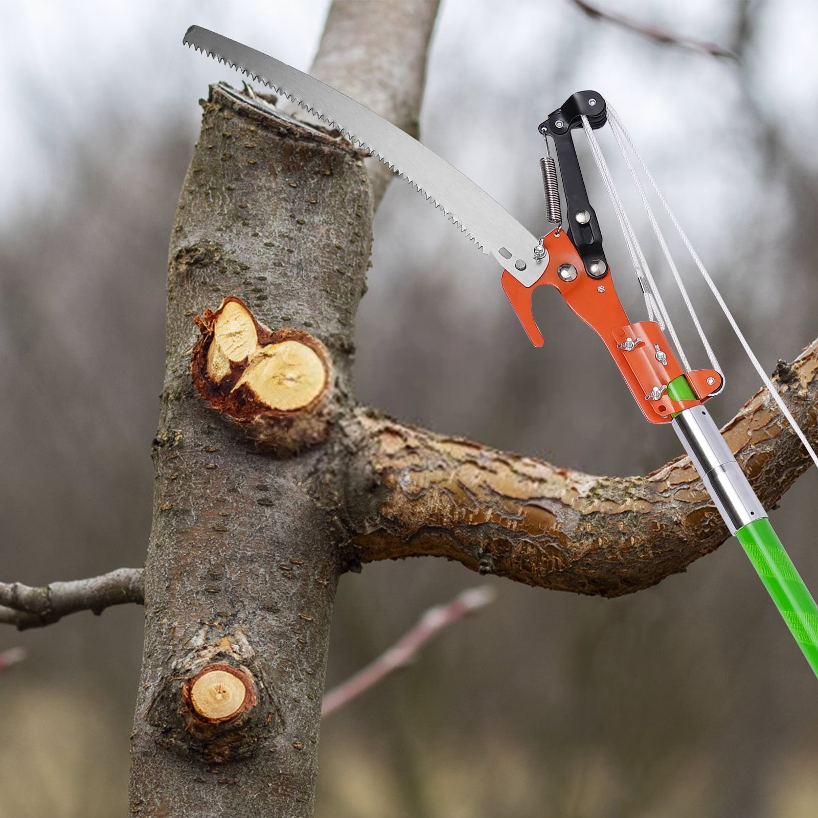 TFCFL 26ft Tree Pole Pruner Manual Tree Saw Cutter Set Tree Branch Garden Tools