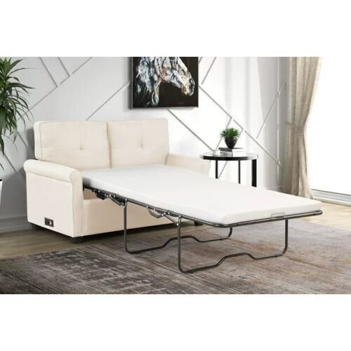 Traditional Loveseat Convertible Sleeper with USB Functional Aesthetic, Oat