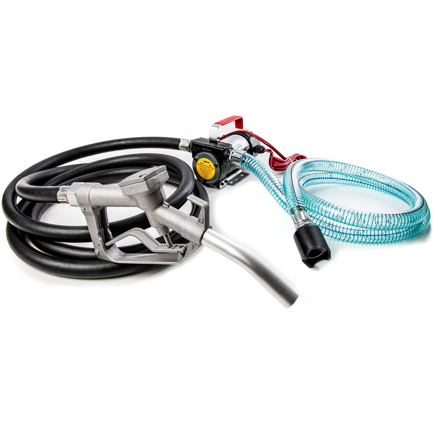 Kapsco Moto FTP-5050 12V 10 GMP Fuel Transfer Pump with Suction Hose & Fuel Pump Nozzle