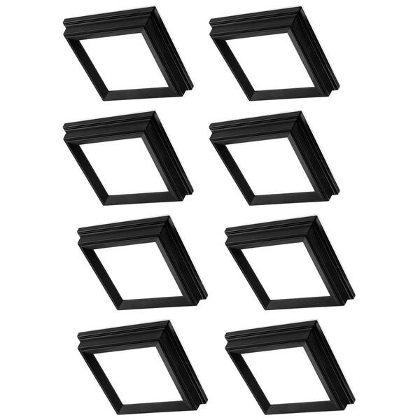 Low Profile 5 in. Matte Black Square LED Flush Mount with Night Light Feature J-box Compatible Dimmable (8-Pack)