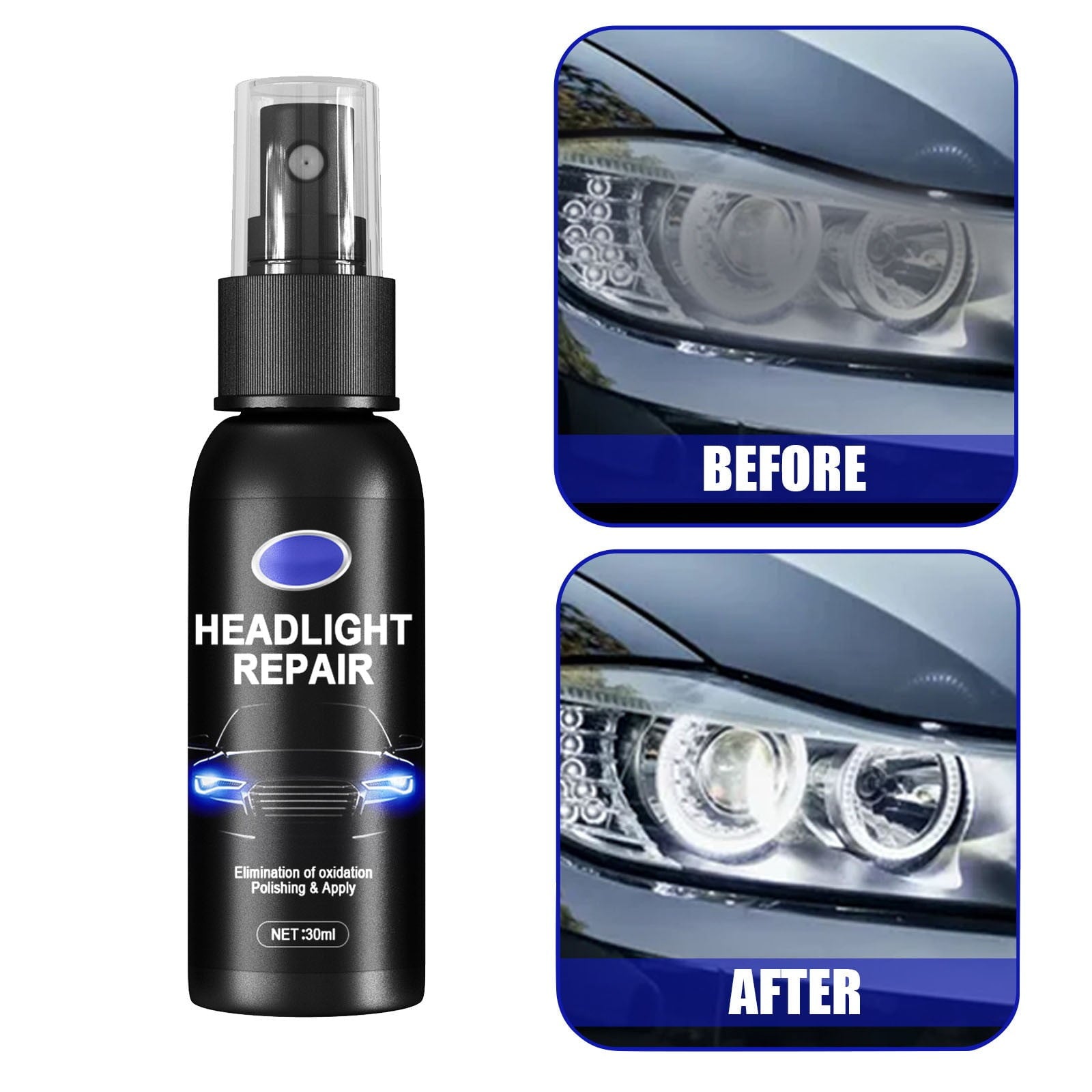 CLZOUD Car Care Repair 1 Bottle of Headlight Spray Car Headlight Scratch Agent Polishing Lampshade Headlight Kit Liquid Polish Renewals 30ml