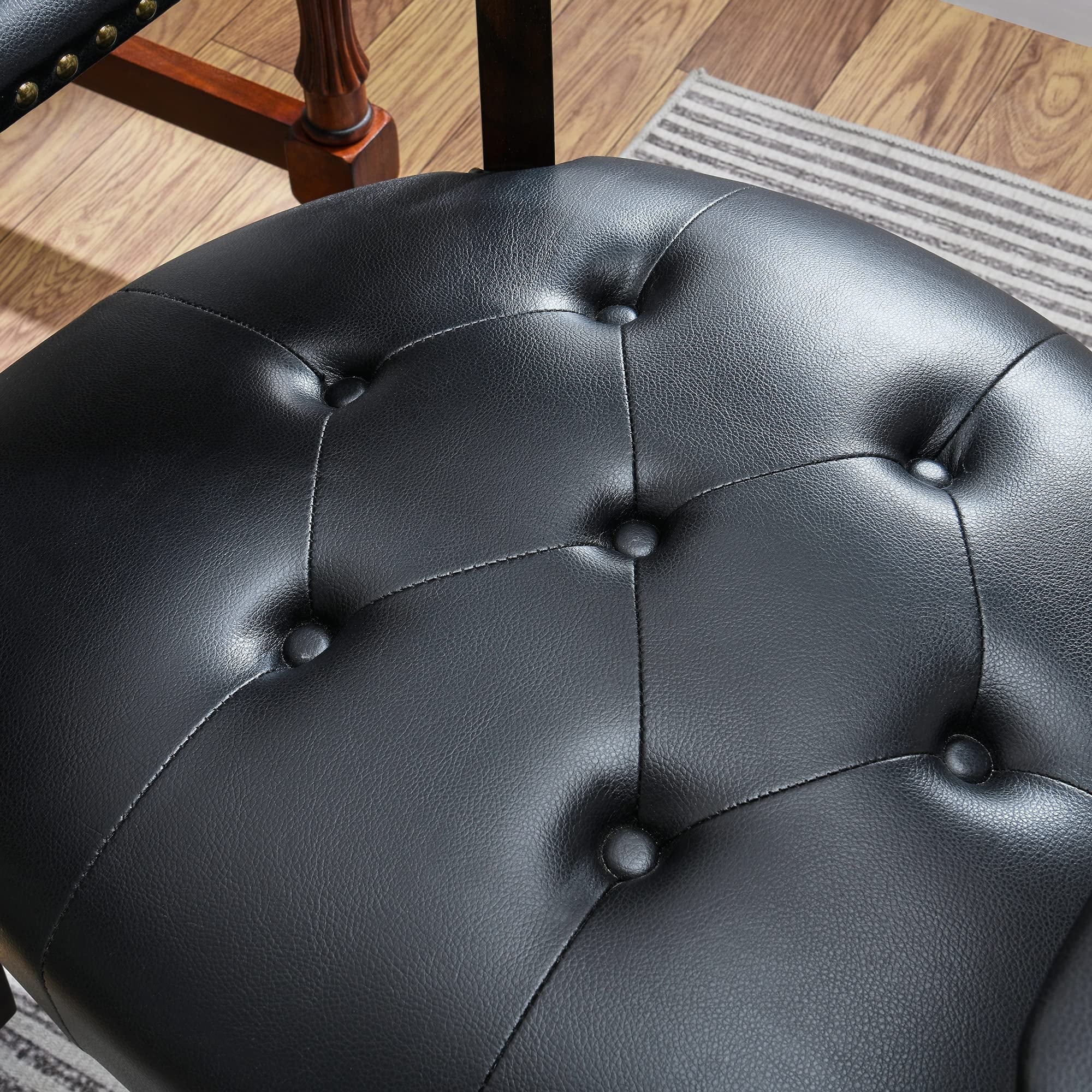 Dining Chair with Casters, Captain's Chairs with Rollers Dinette Sets Poker Chairs with Wheels Kitchen Table Rolling Chairs High Back Chair On Caster(Black 318BK)