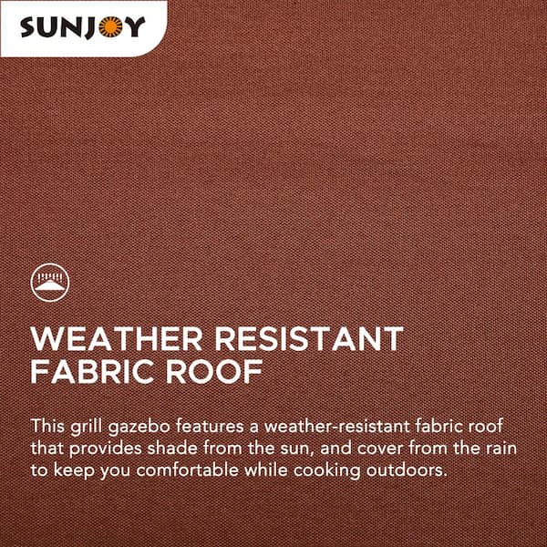 Jonas 5 ft. x 8 ft. Black Steel 2-Tier Grill Gazebo with Red Canopy