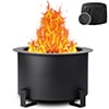 MAGIC UNION 21.5 Inch Smokeless Metal Fire Pit Large Wood Burning Bonfire Firepit with Handle Poker Waterproof Cover for Backyard Patio (Black)
