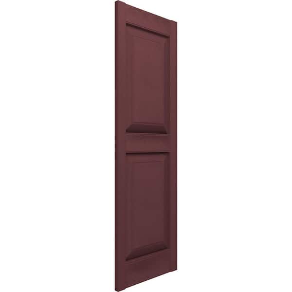 14.75 in. x 59 in. Raised Panel Vinyl Exterior Shutters Pair in Bordeaux