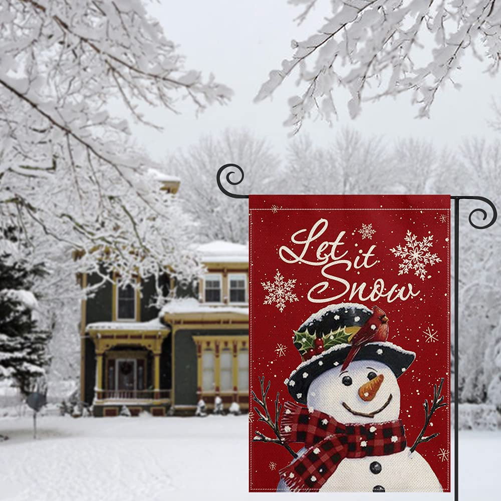 Artoid Mode Let It Snow Winter Snowman Garden Flag 12 x 18
