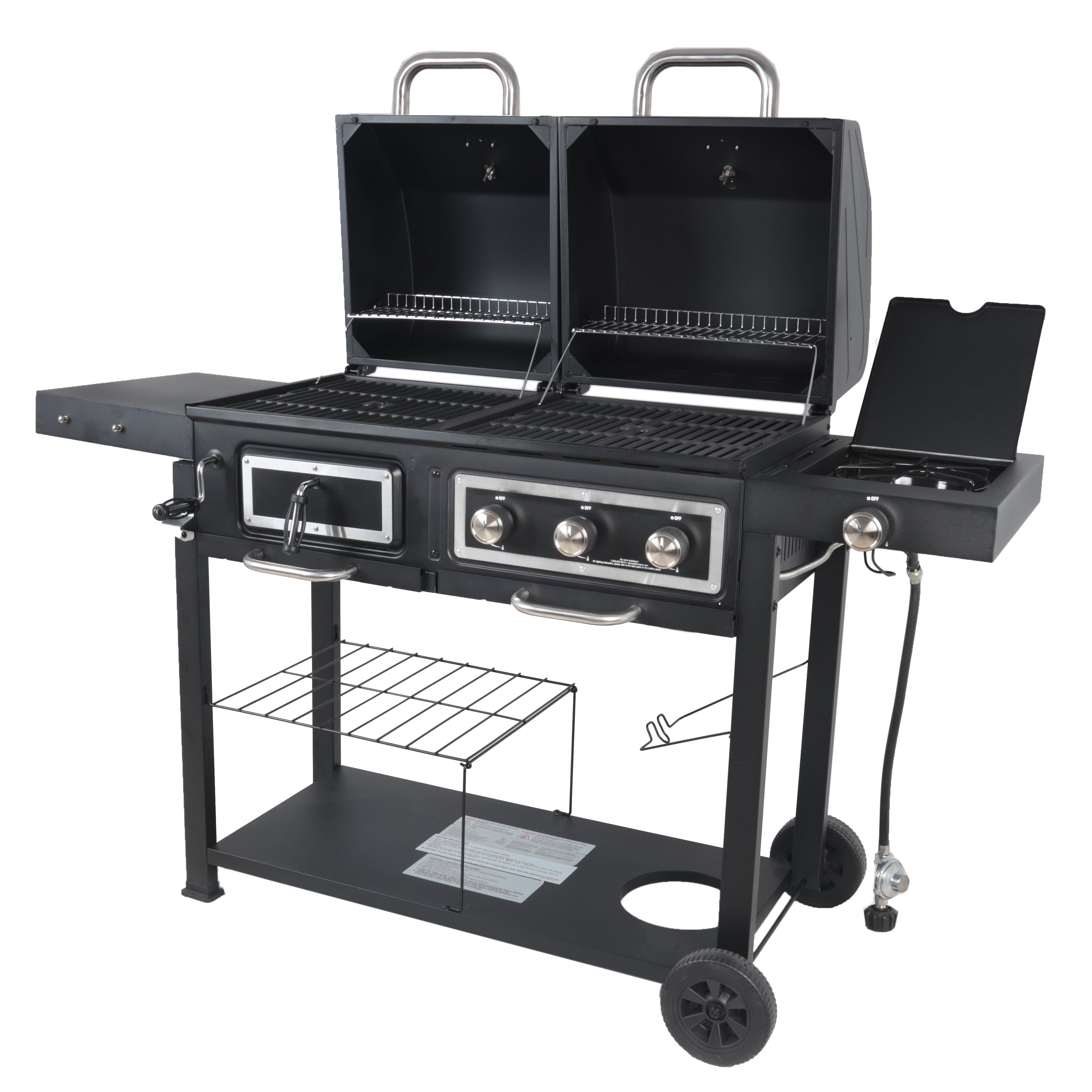 RevoAce Dual Fuel Gas & Charcoal Combo Grill, Black with Stainless