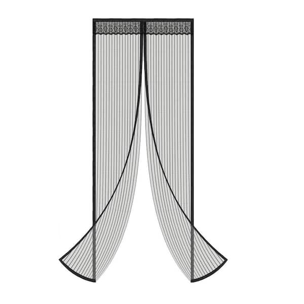 35 in. x 83 in. Black Magnetic Screen Door with Heavy Duty Magnets and Diamond Mesh Curtain