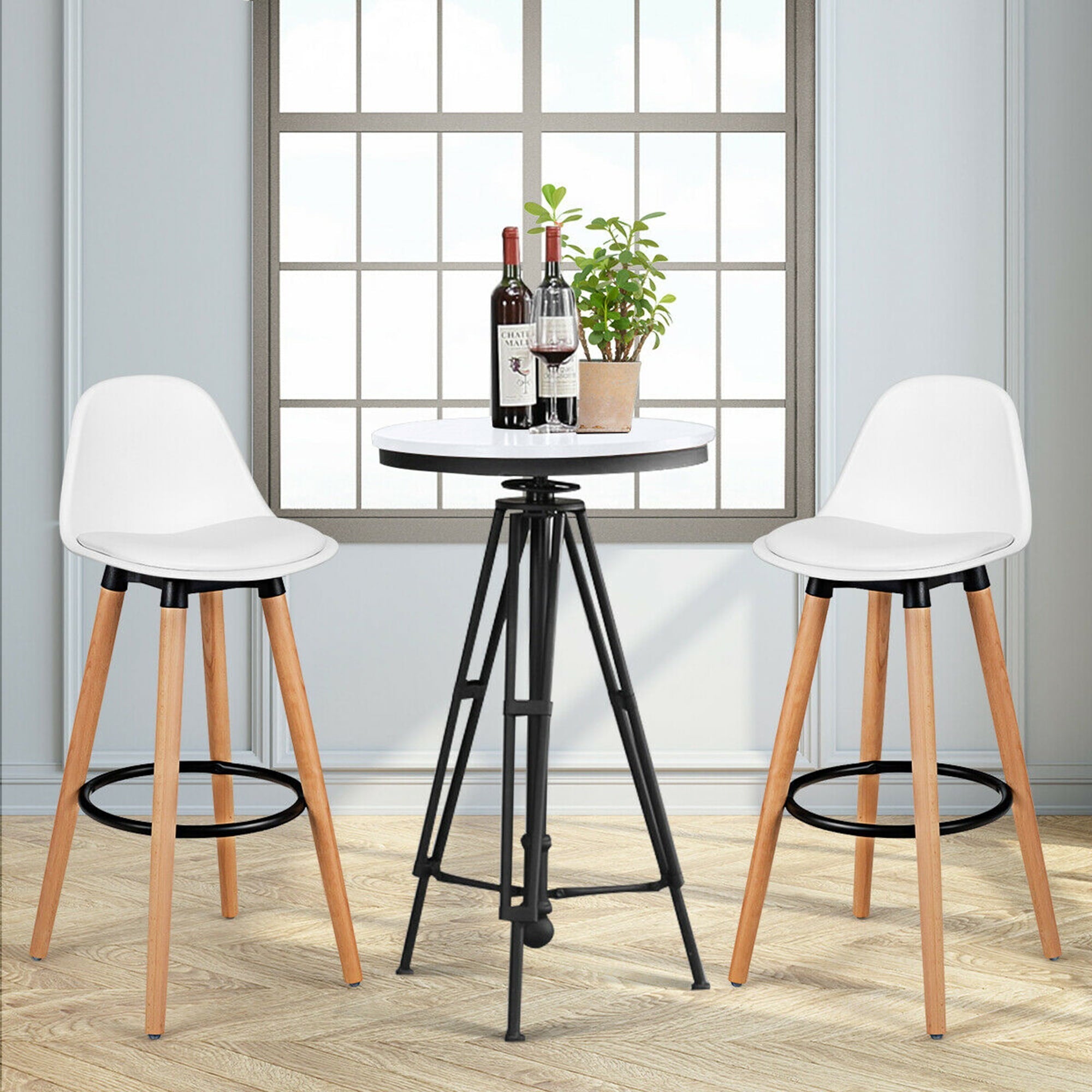 Gymax Set of 2 Mid Century Barstool 28.5