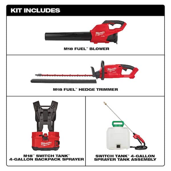M18 FUEL 120 MPH 450 CFM 18-Volt Lithium-Ion Brushless Cordless Handheld Blower/Hedge Trimmer and Sprayer Kit