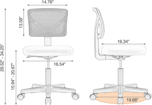 Sweetcrispy Desk Chair, Armless Office Chair, Computer Chair, Small Home Office