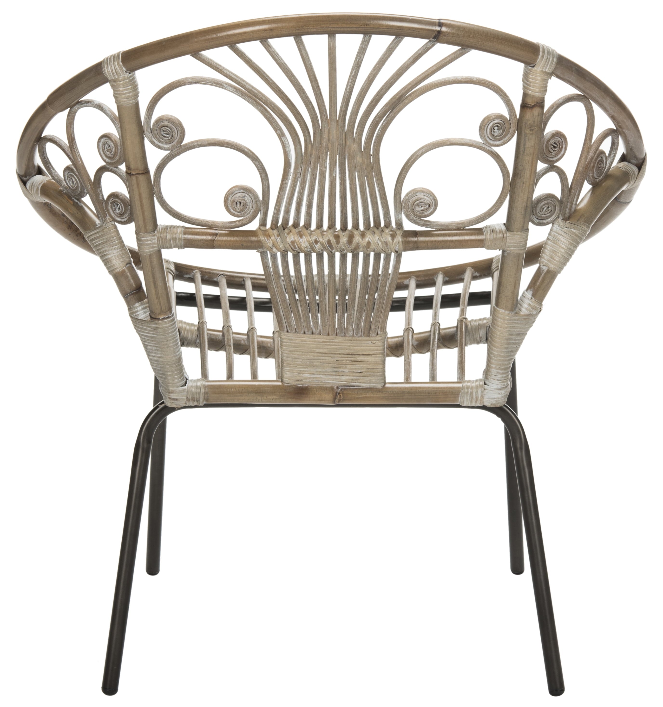 SAFAVIEH Carlson Round Classic Ratten Accent Chair, Grey White Wash