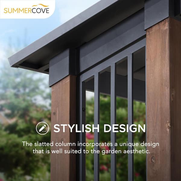 SummerCove Outdoor Patio 11ft. x 13ft. Black Wooden Frame Gable Roof Backyard Hardtop Gazebo Pavilion with Ceiling Hook