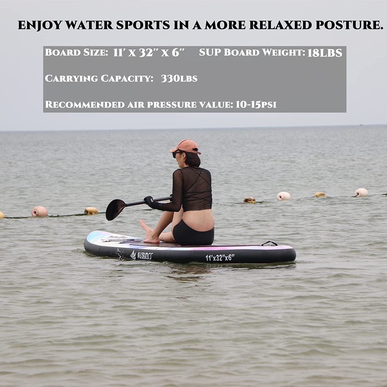 AISUNSS Inflatable Stand up Paddle Board 11ft with Premium SUP Accessories Purple Paddle Board