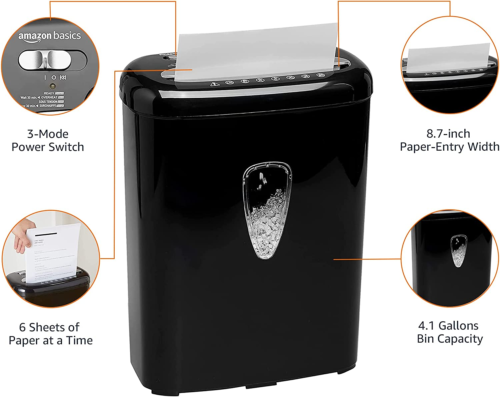 Amazon Basics 6 Sheet High Security Micro Cut Paper and Credit Card Home Office