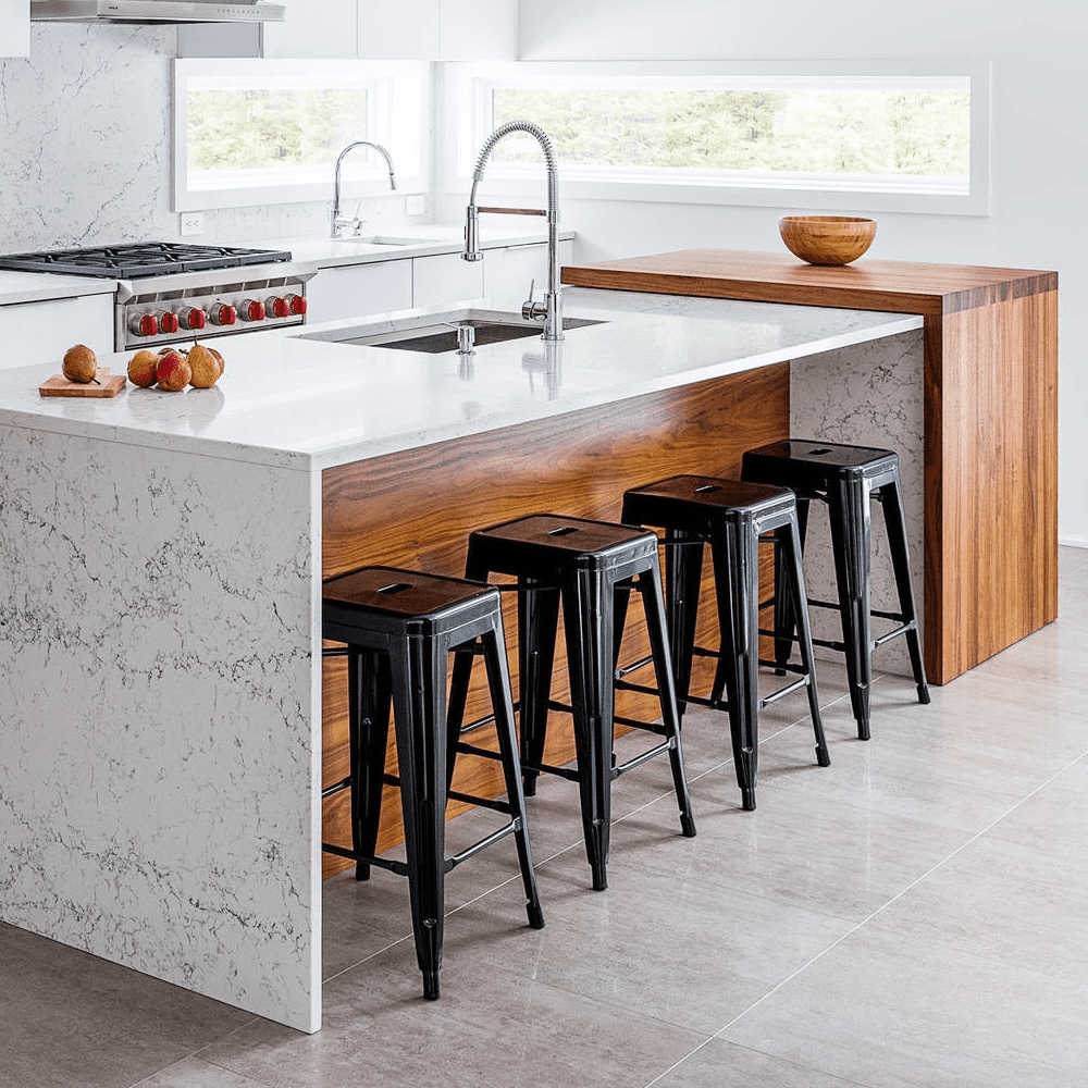 Yaheetech 24'' Metal Counter Stools, Set of 4, Black