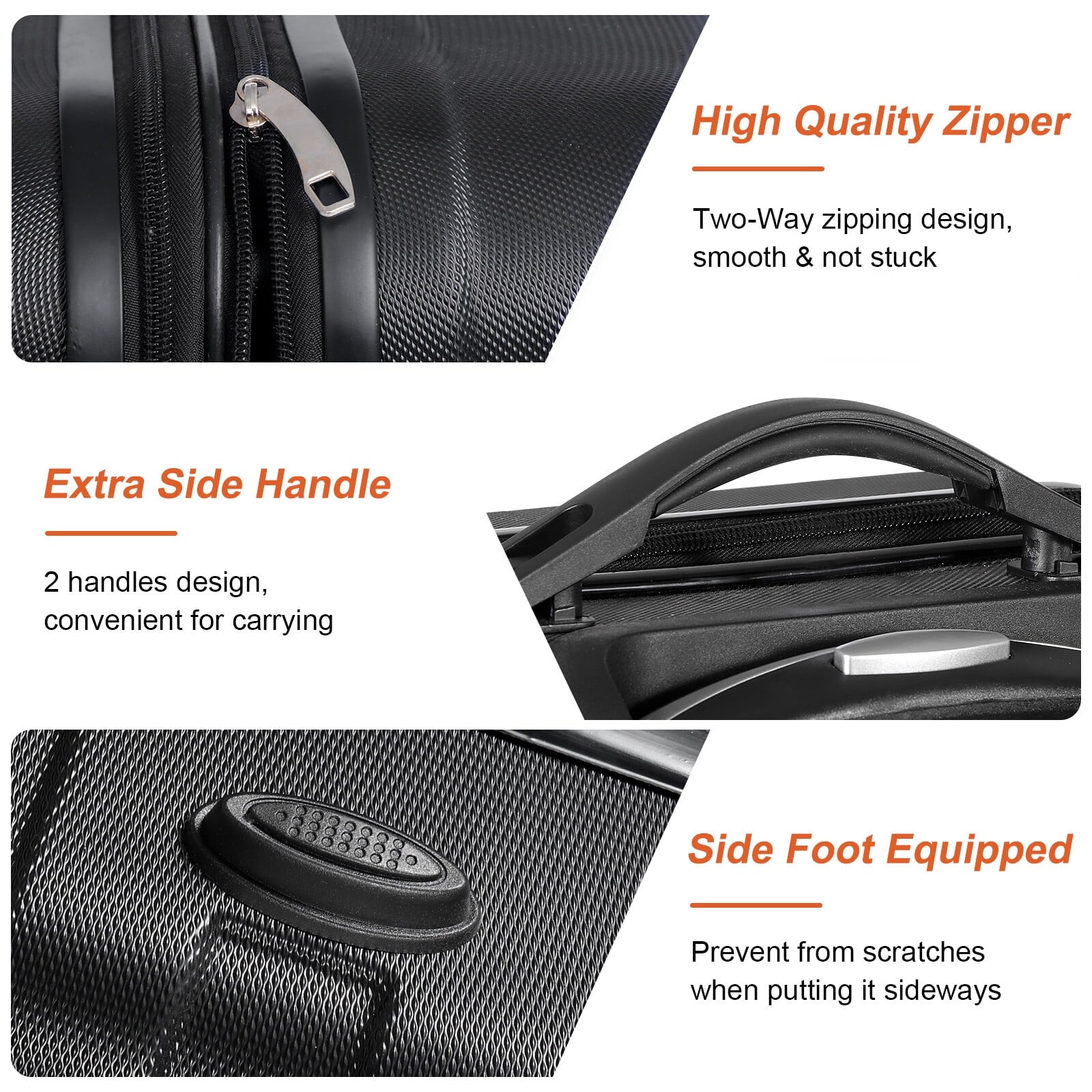 HomGarden 22-inch Carry On Luggage Hardside Expandable Travel Suitcase Spinner TSA Lock Black