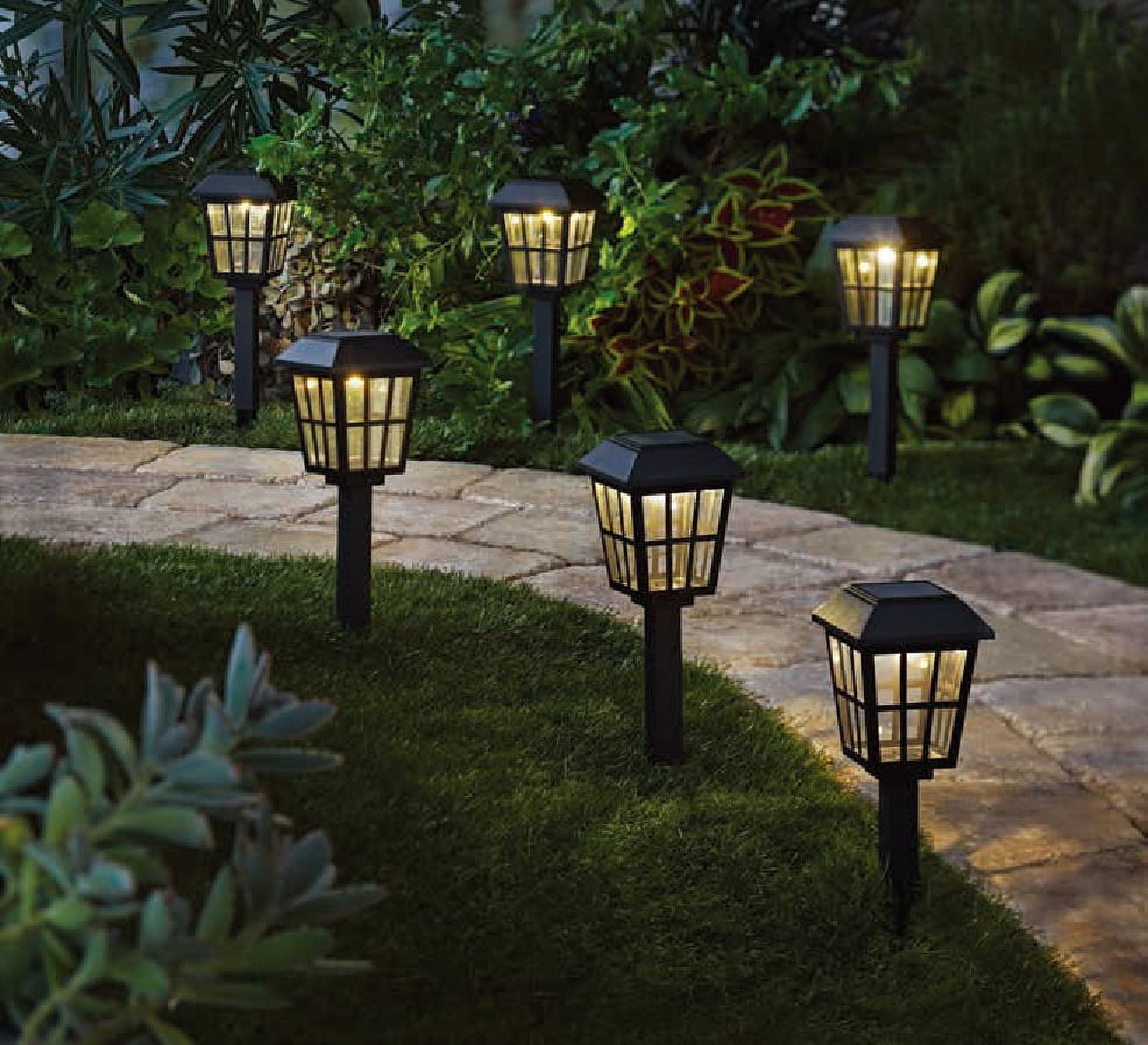 Mainstays Solar Powered Black Square Design LED Path Light, 5 Lumens (6 Count)