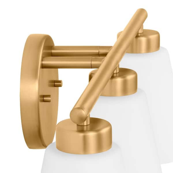 Eastburn 22 in. 3-Light Gold Vanity Light with Frosted Glass Shades