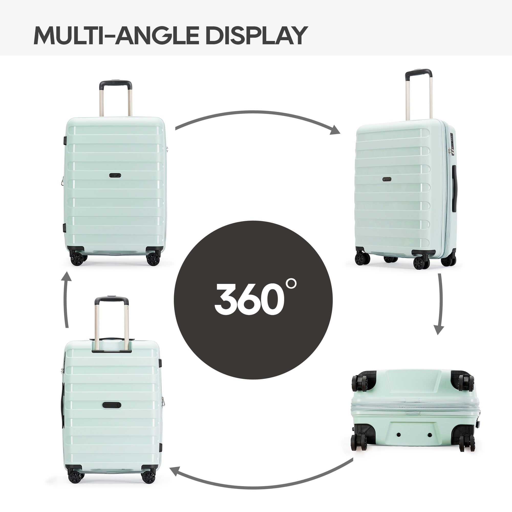 Ginza Travel 3 Piece Hardside Expandable Luggage Sets,PP Hard Luggage with Spinner Wheels,Azure Water