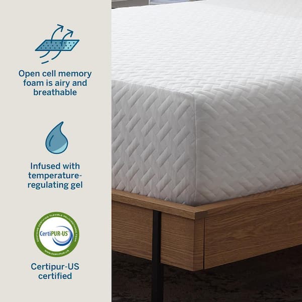 PureFlow 14in. Plush Gel Memory Foam Tight Top Queen Mattress
