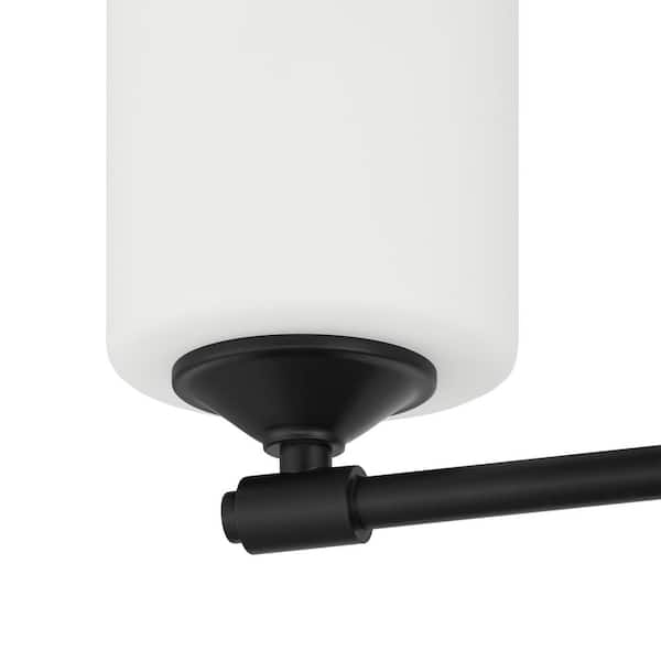 Darlington 29.5 in. 4-Light Matte Black Vanity Light with Frosted Opal Glass Shades