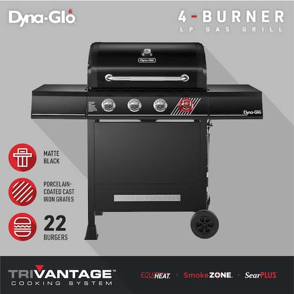 4-Burner Propane Gas Grill in Matte Black with TriVantage Multifunctional Cooking System