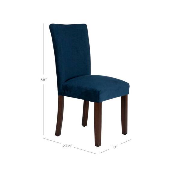Parsons Dark Navy Blue Velvet Upholstered Dining Chair (Set of 2)