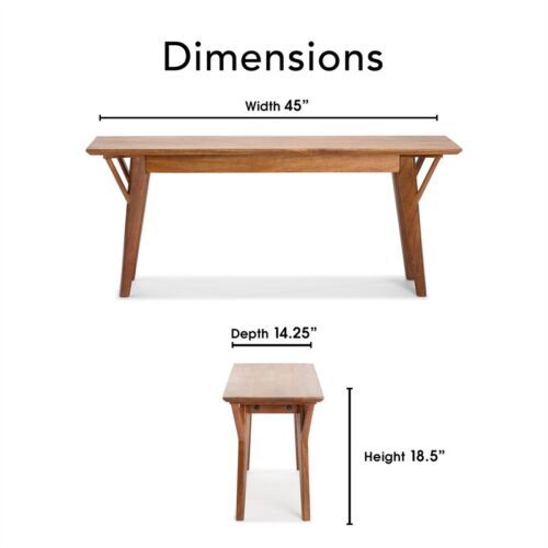 Finch Stratford Mid Century Entryway Bench Walnut Brown