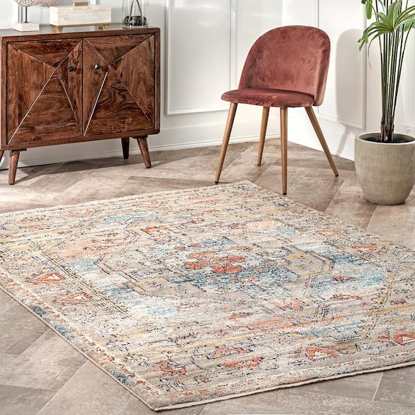 Marley Cardinal Cartouche Beige 8 ft. x 10 ft. Traditional Area Rug