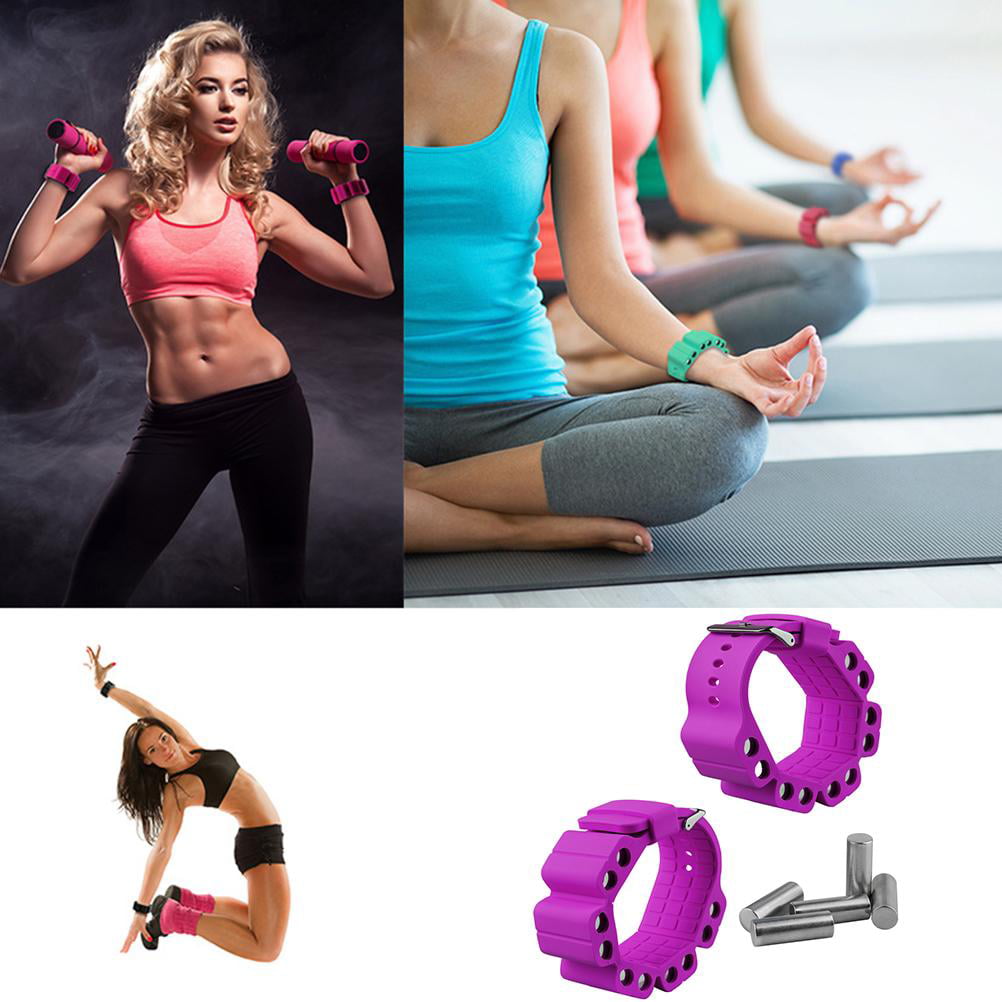 2Pcs Adjustable Wrist Weights Wearable Wrist Ankle Weights Bracelet for Exercise Jogging Yoga Gymnastics Aerobics Pilates Purple