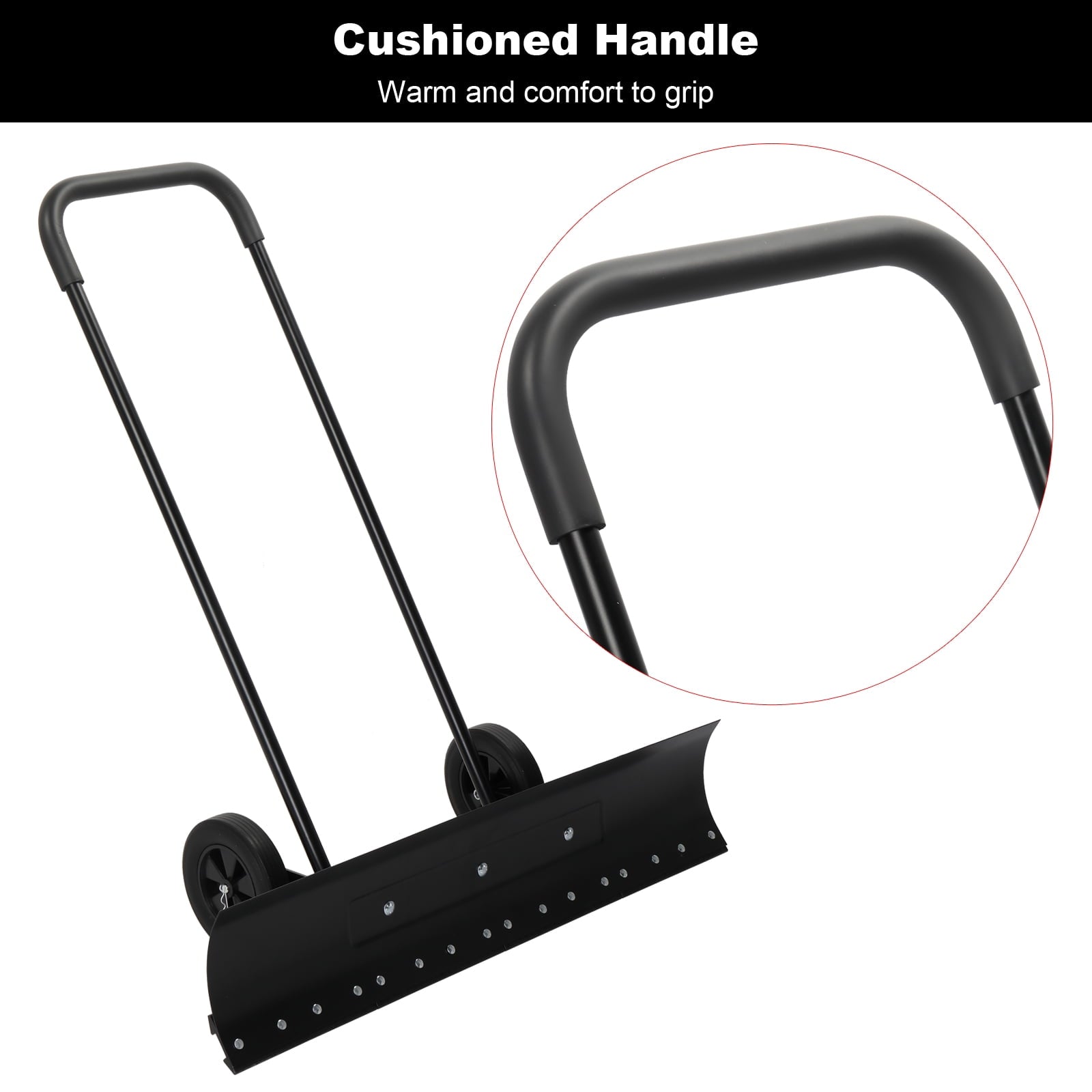 Zimtown Adjustable Wheeled Snow Pusher Wheeled Snow Shovel, Efficient Snow Removal Tool 39