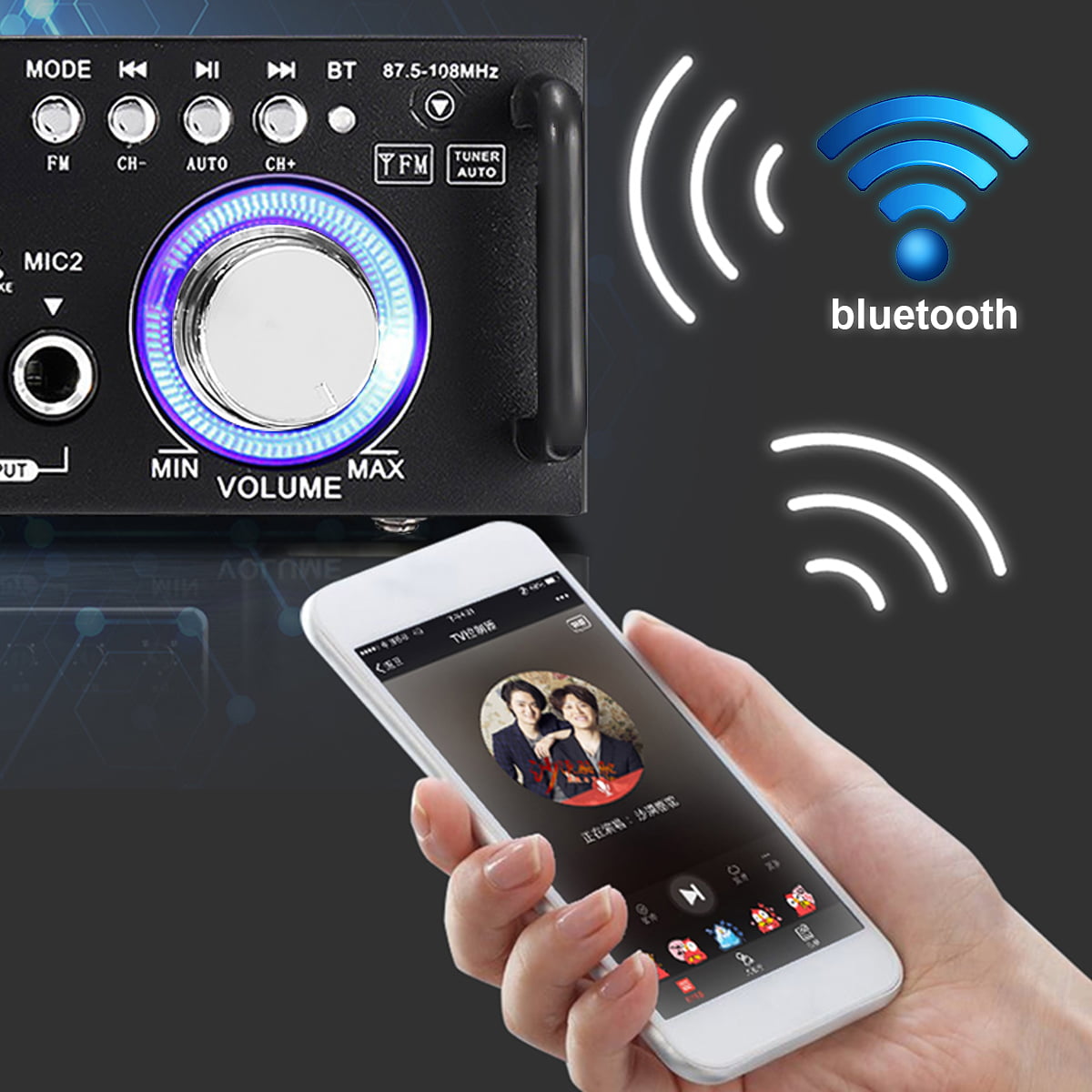 600W 4-16Ohm Amplifier with bluetooth LCD Digital Display Stereo Audio HiFi Amp MP3/USB/SD Car / Home / Theater