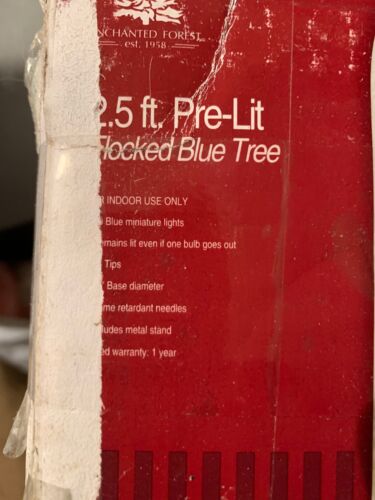 Pre-Lit Flocked 2.5 Ft Artificial Christmas Tree Blue Lights Metal Stand w/ Box