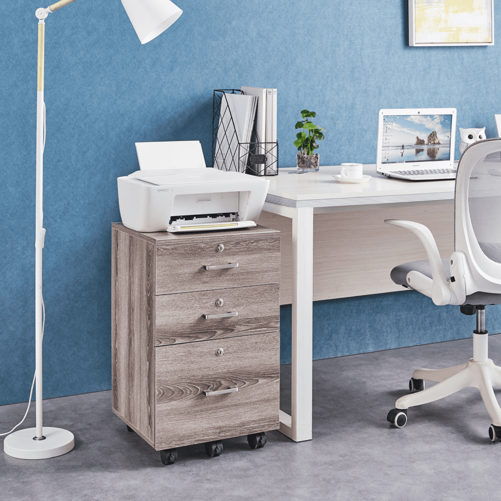 VINGLI 3 Drawer File Cabinet with Lock, Rolling File Cabinet Under Desk