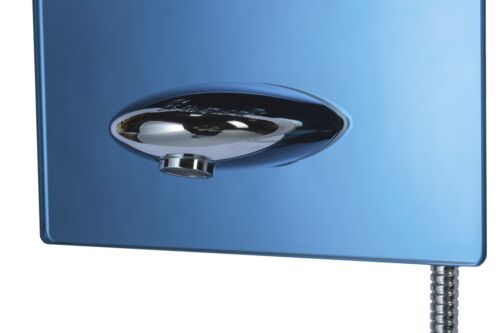 New Blue Tempered Glass Stainless Steel Shower Overhead LCD Panel 8 Massage Jets