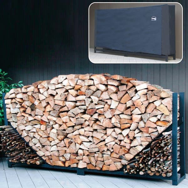 8 ft. Heavy-Duty Firewood Log Rack with Cover