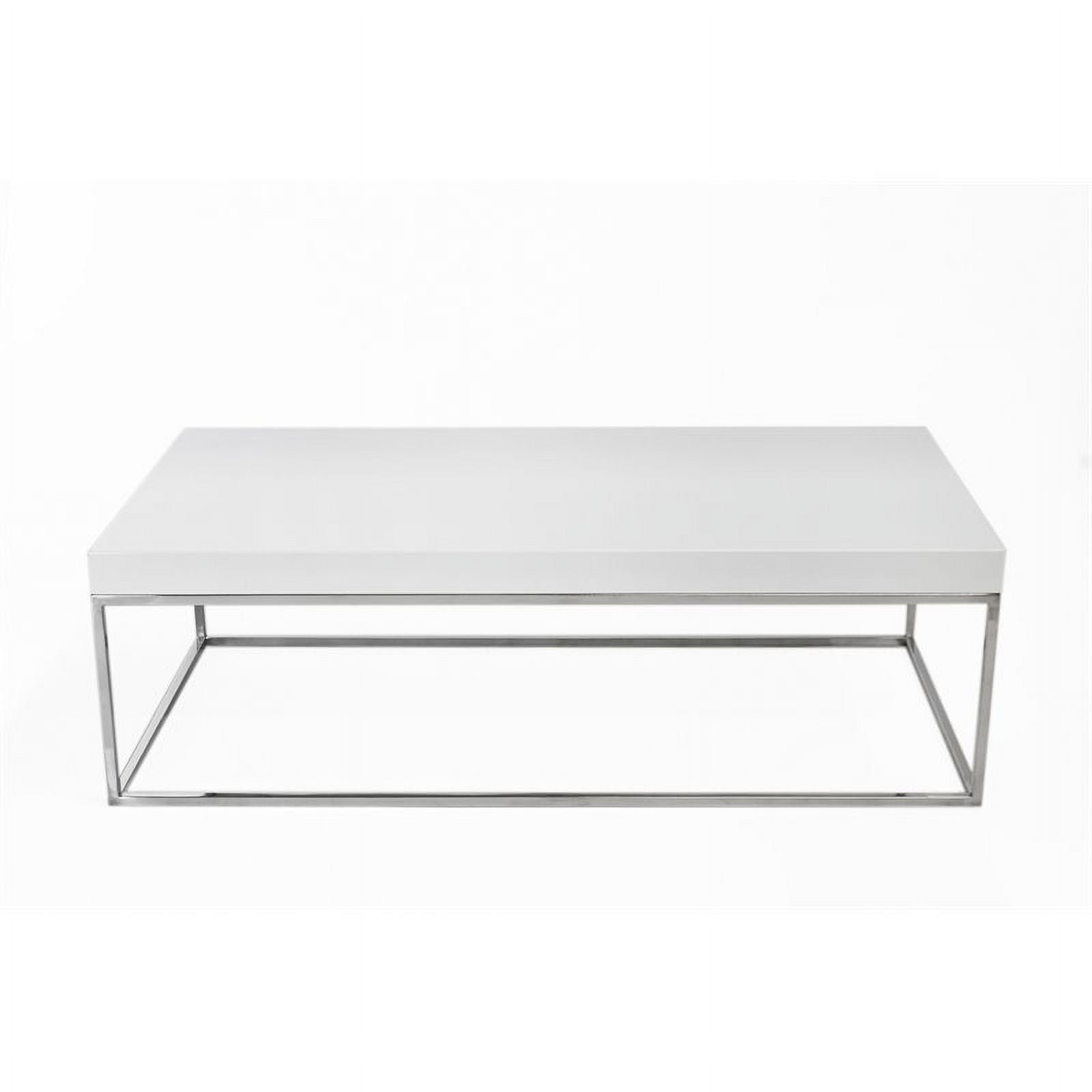 Pangea Home Fred Gloss Lacquer & High Polished Steel Metal Coffee Table in White