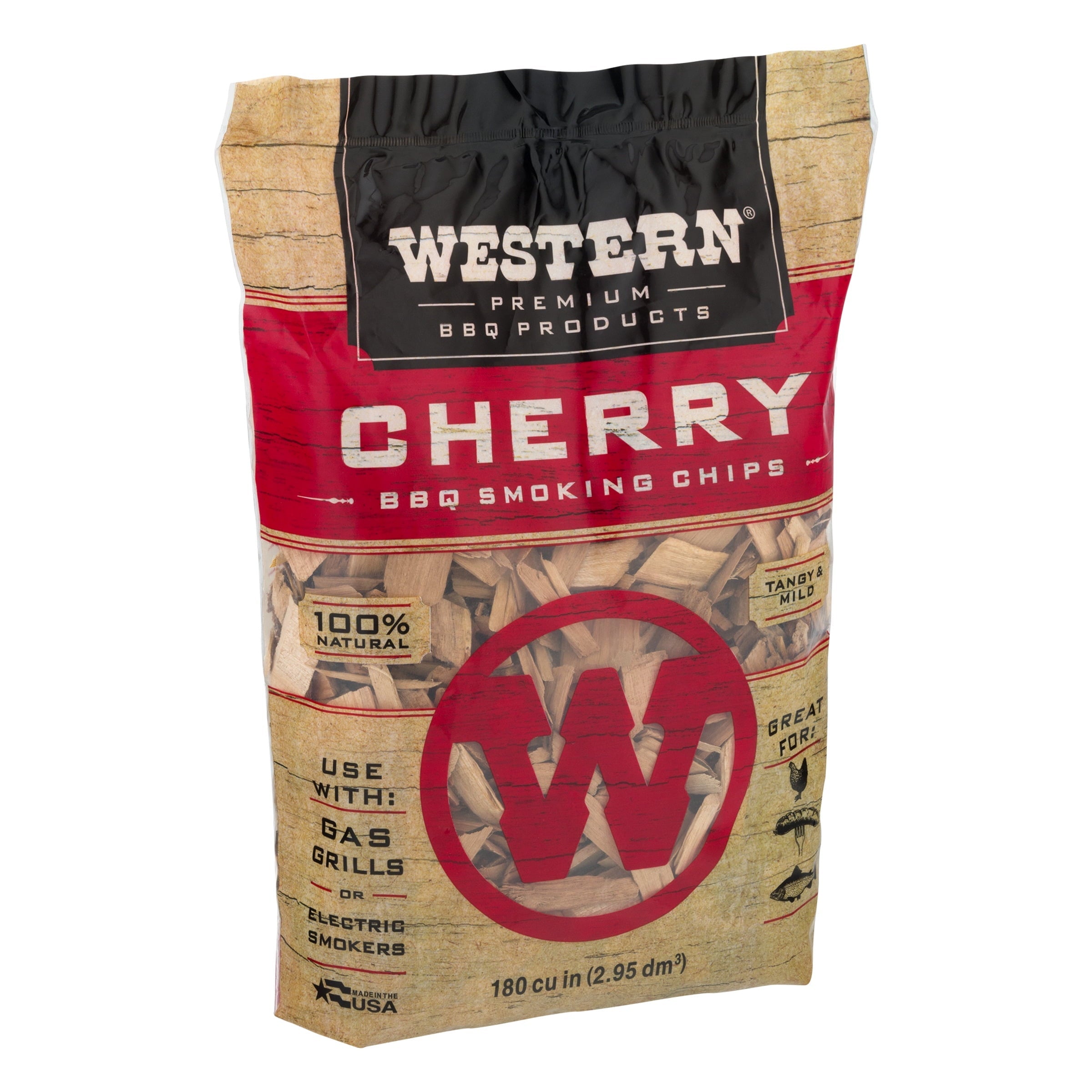 Western Premium BBQ Products Cherry BBQ Smoking Chips, 180 Cu in
