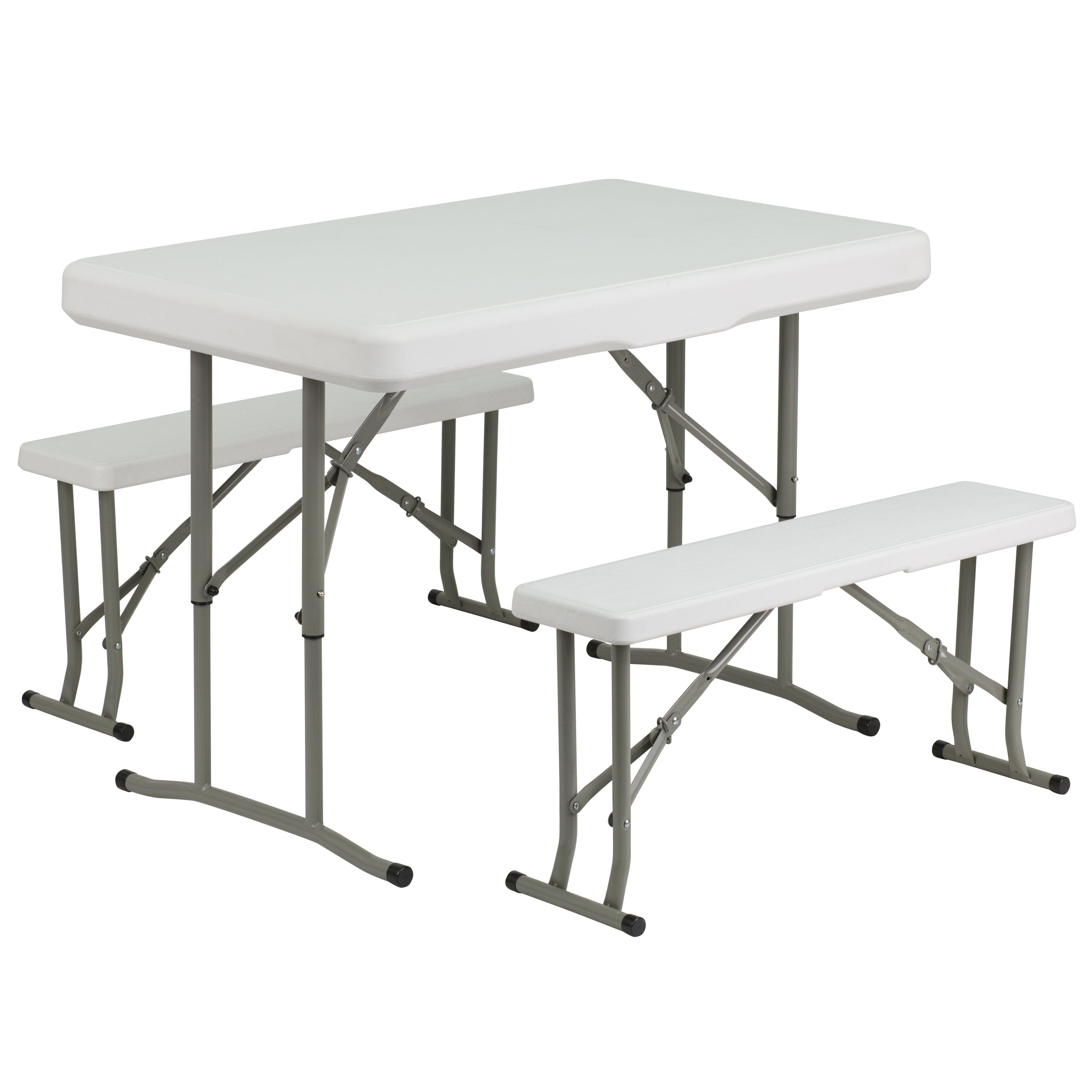 Emma + Oliver 3 Piece Portable Plastic Folding Bench and Table Set