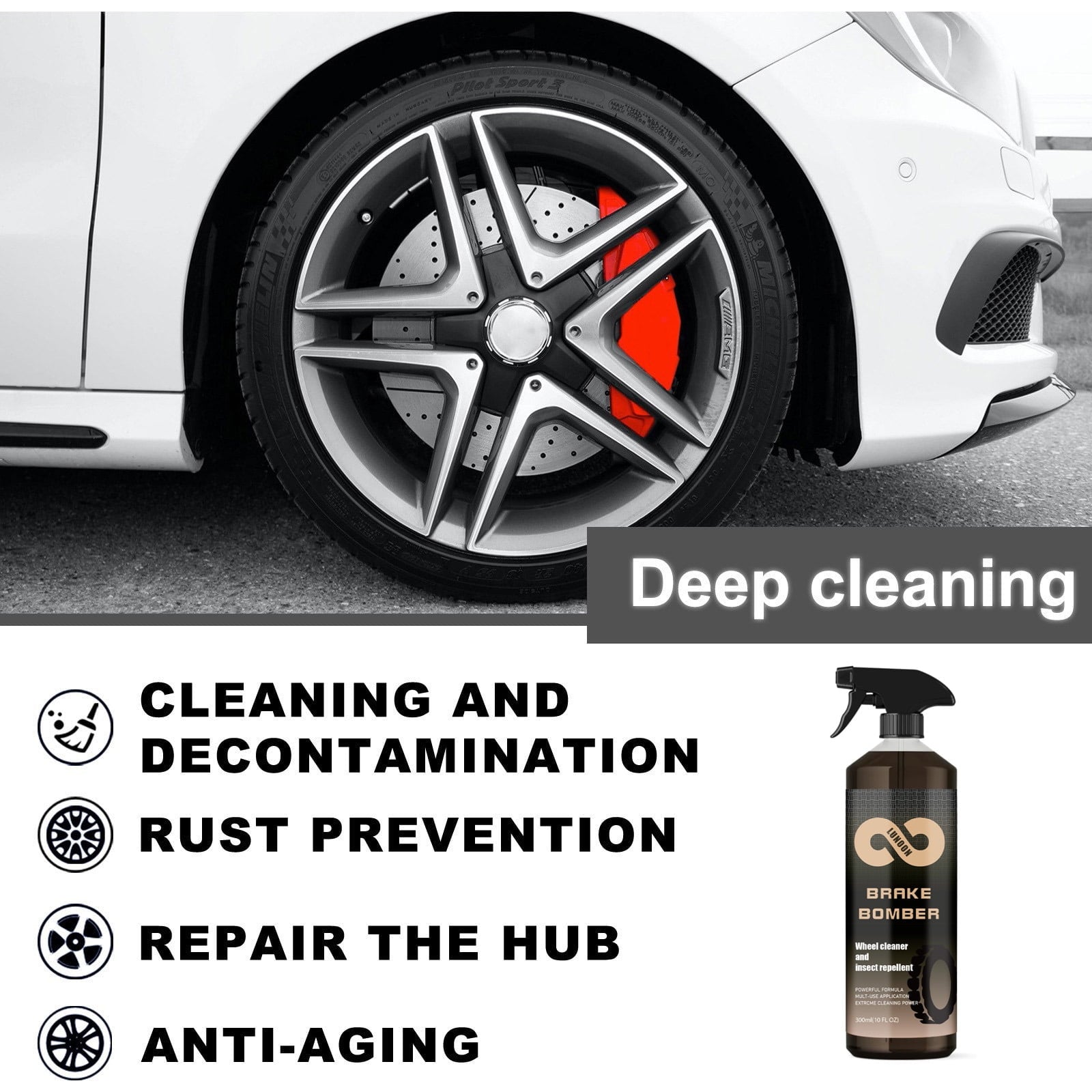 Stealth Garage Brake Bomber: 300ML Non-Acid Wheel Cleaner, Perfect for Cleaning Wheels and Tires, Rim Cleaner & Brake Dust Remover, Safe on Alloy, Chrome, and Painted Wheels.