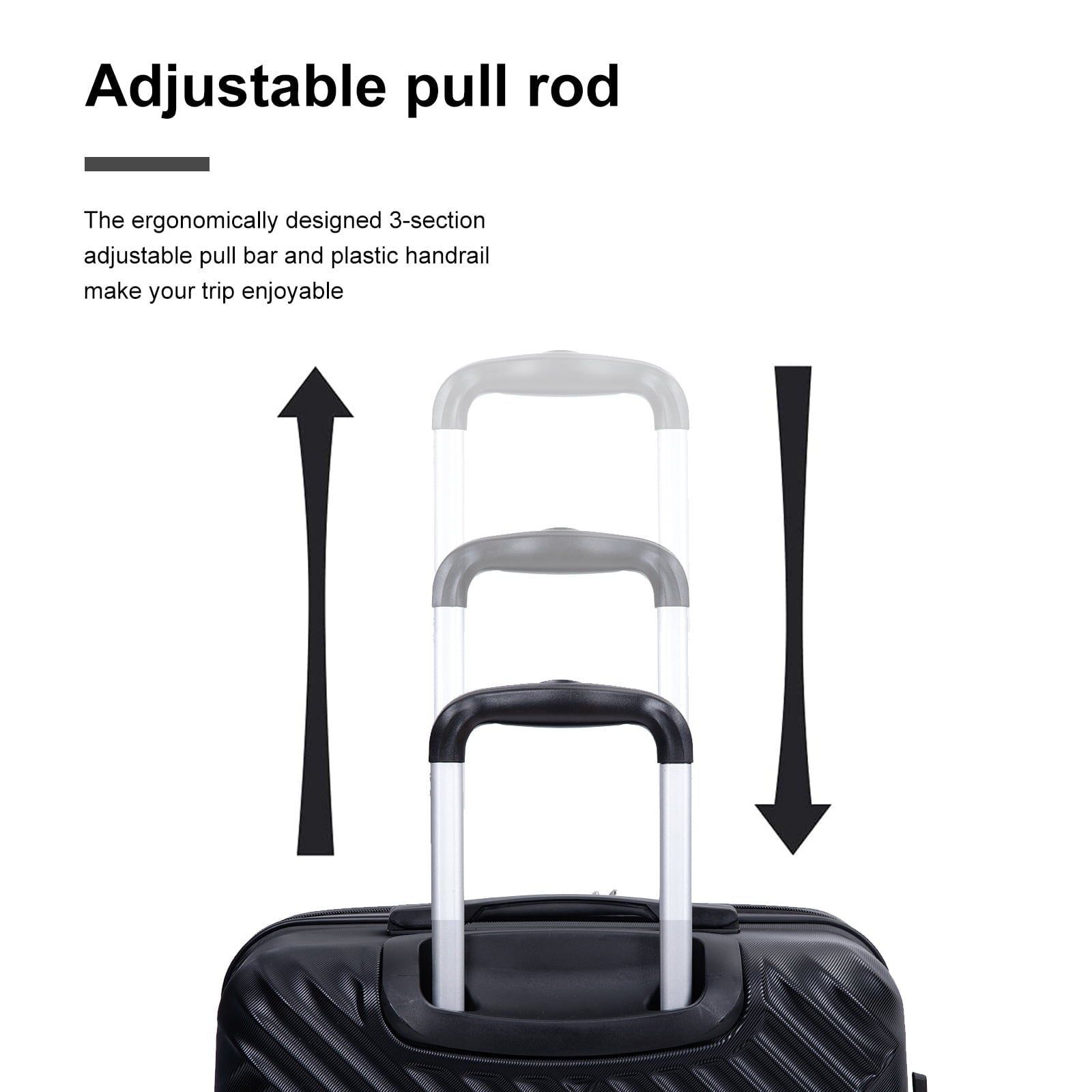 Travelhouse 3 Piece Luggage Set Hardshell Expandable Lightweight Suitcase with TSA Lock Spinner Wheels 20in24in28in.(Black)