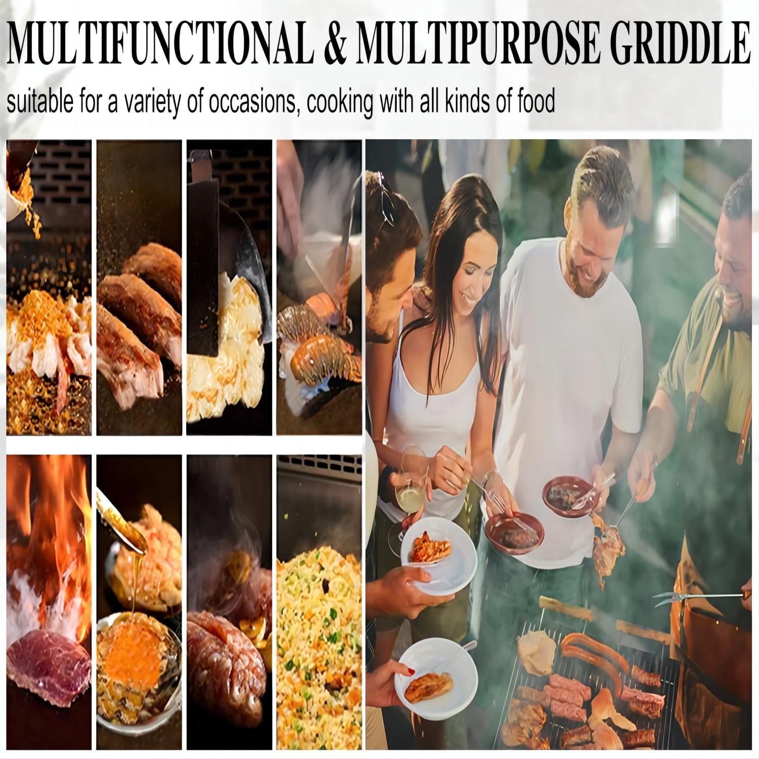 Flat Top Gas Griddle Grill 4-Burner Propane BBQ Grill Outdoor Cooking Station, Black